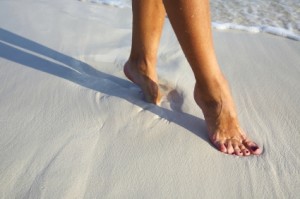elegant step on a sandy beach